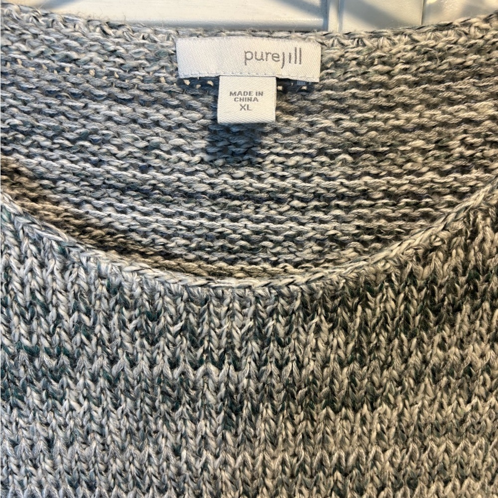 J Jill pureJill Women’s Knit Tunic Crew Neck Sweater Asymmetrical Hem Gray XL - Picture 6 of 8